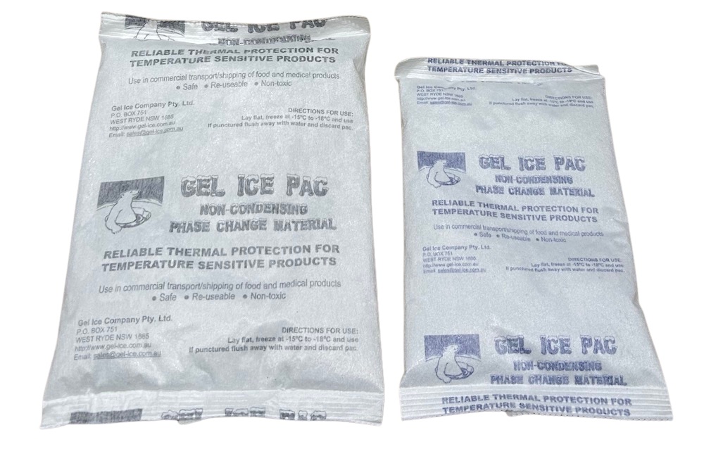 Gel Ice Non condensing pacs - size comparison